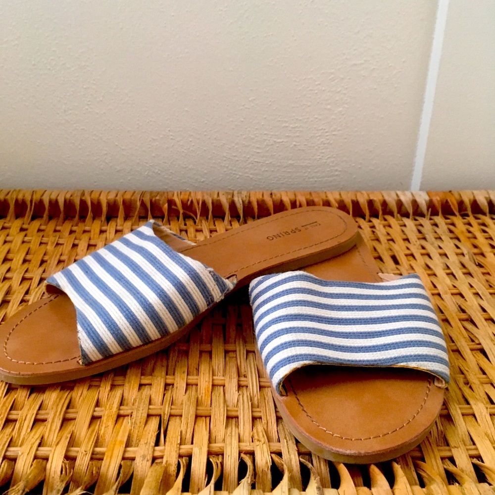 Blue and white sandals